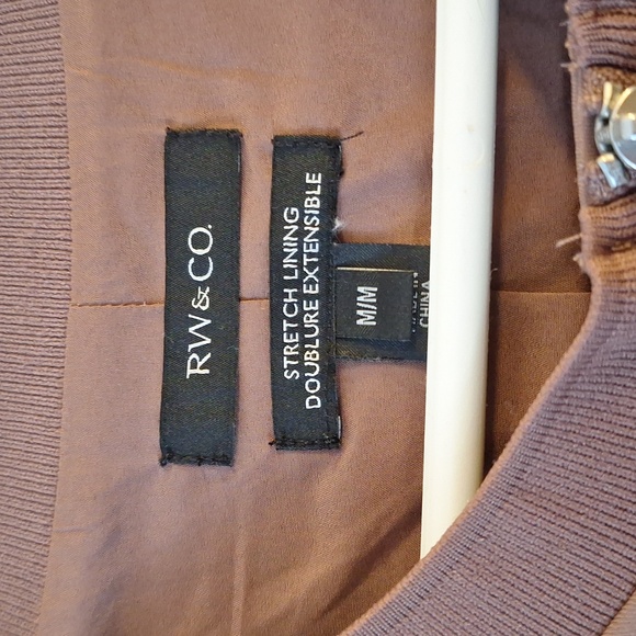 RW&CO. Women's Tan Pink  Bomber Jacket - Picture 3 of 4